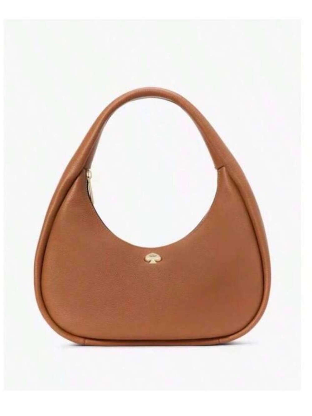 kate spade Tan Leather Kayla Crescent Shoulder Bag with Gold Spade Accent